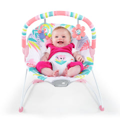 Bright Starts Flamingo Vibes Vibrating Bouncer with Toy Bar