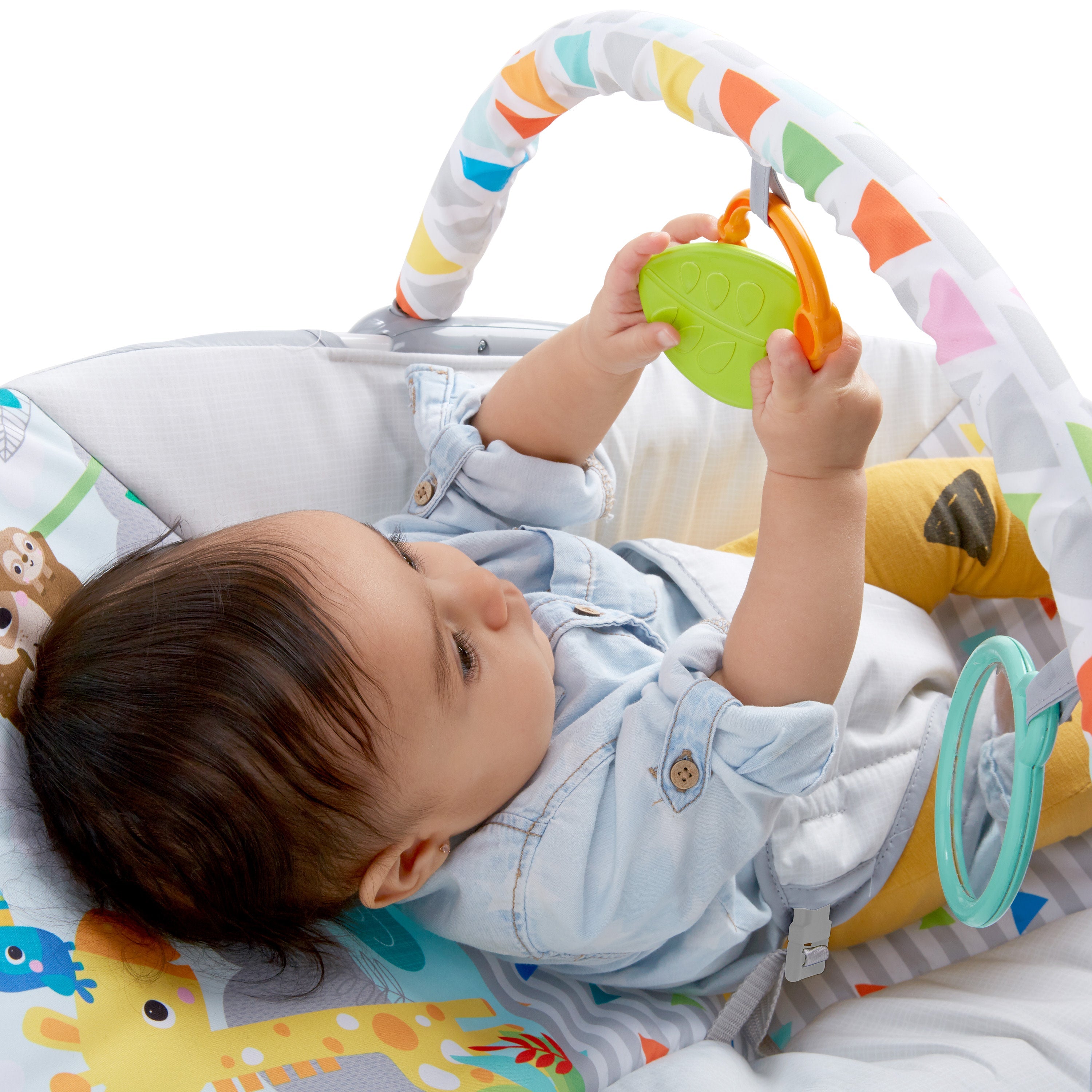 Bright Starts Safari Fun Vibrating Bouncer with Toy Bar