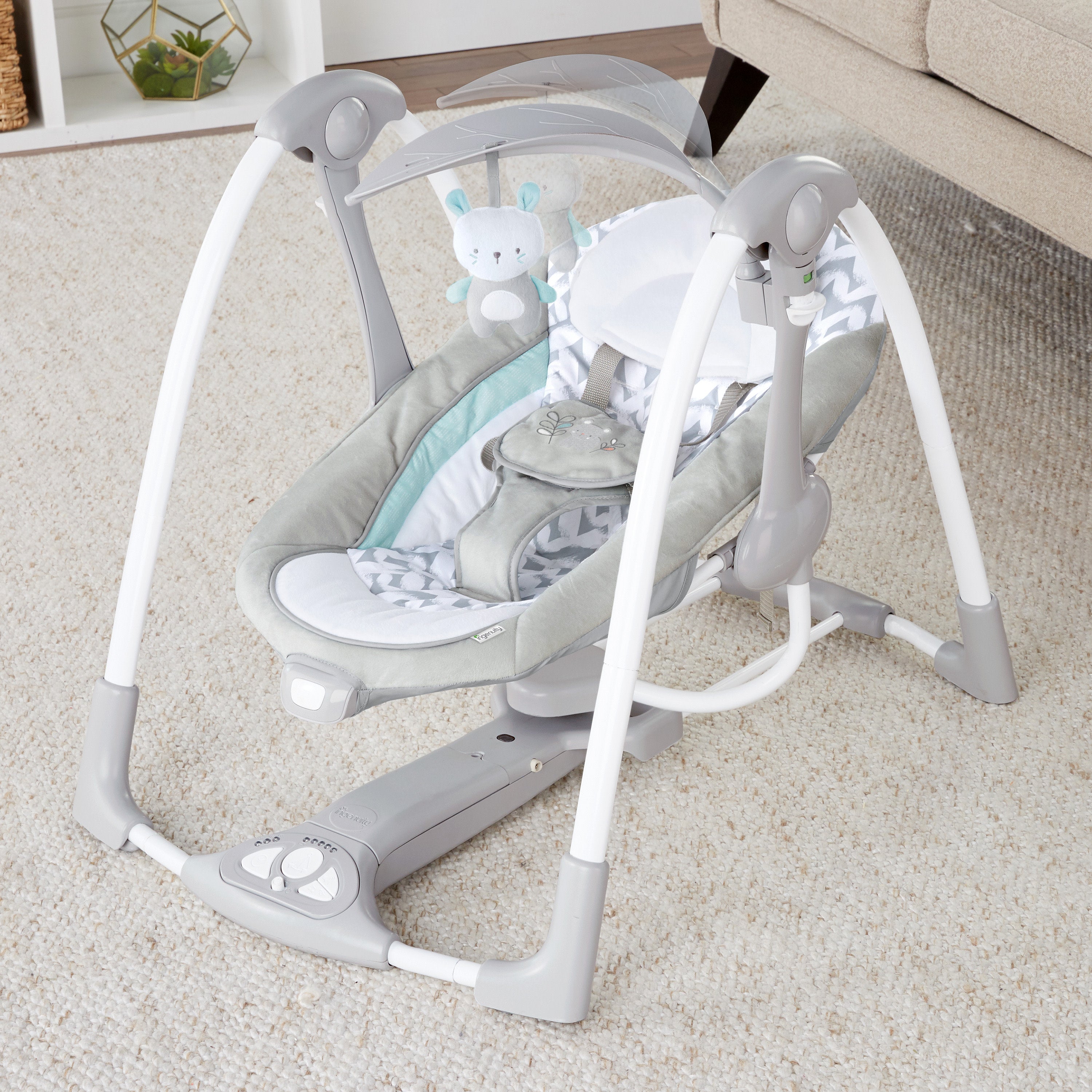 Ingenuity ConvertMe 2-in-1 Compact Portable Baby Swing 2 Infant Seat, Raylan