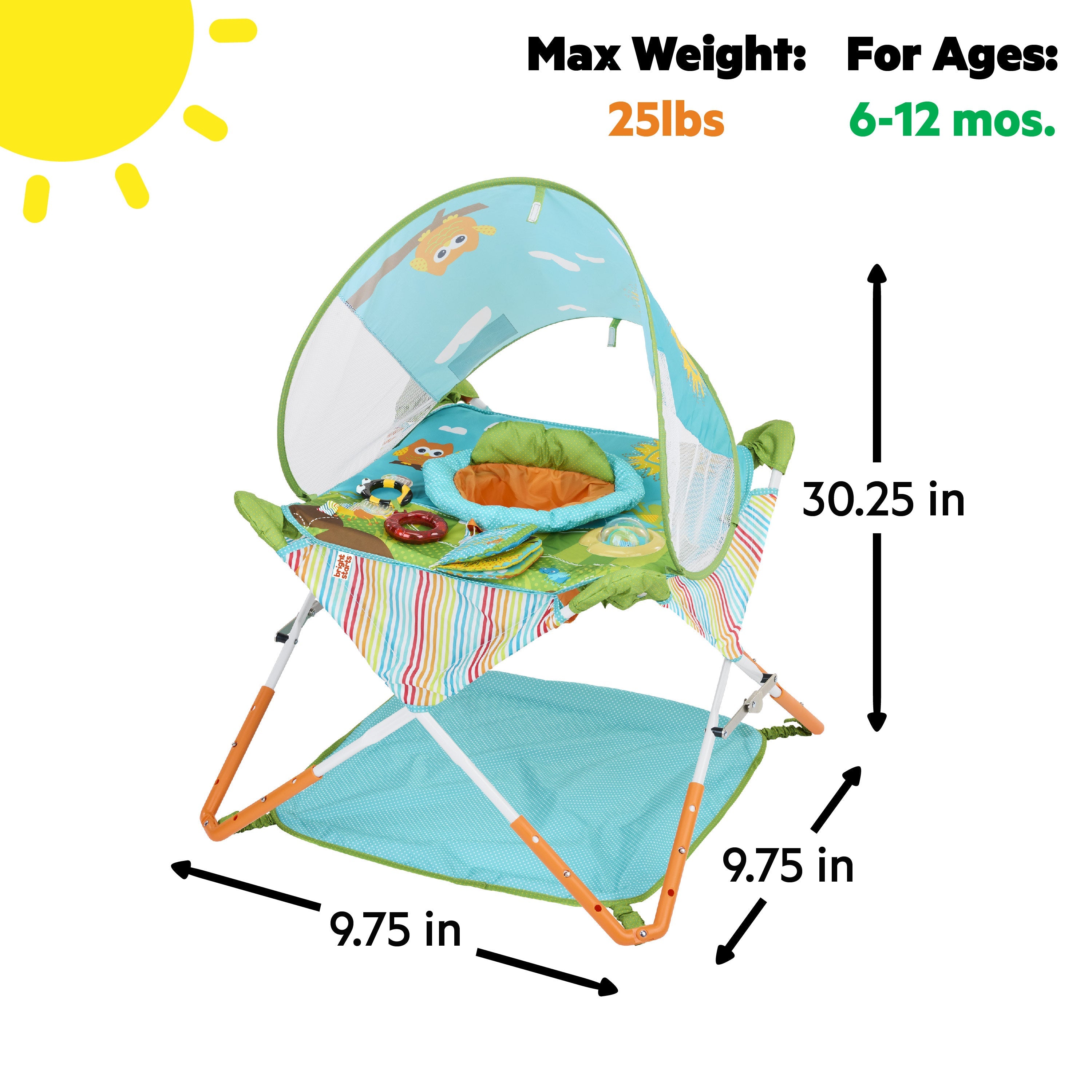 Bright Starts Pop 'N Jump Portable Activity Jumper, Owl Forest