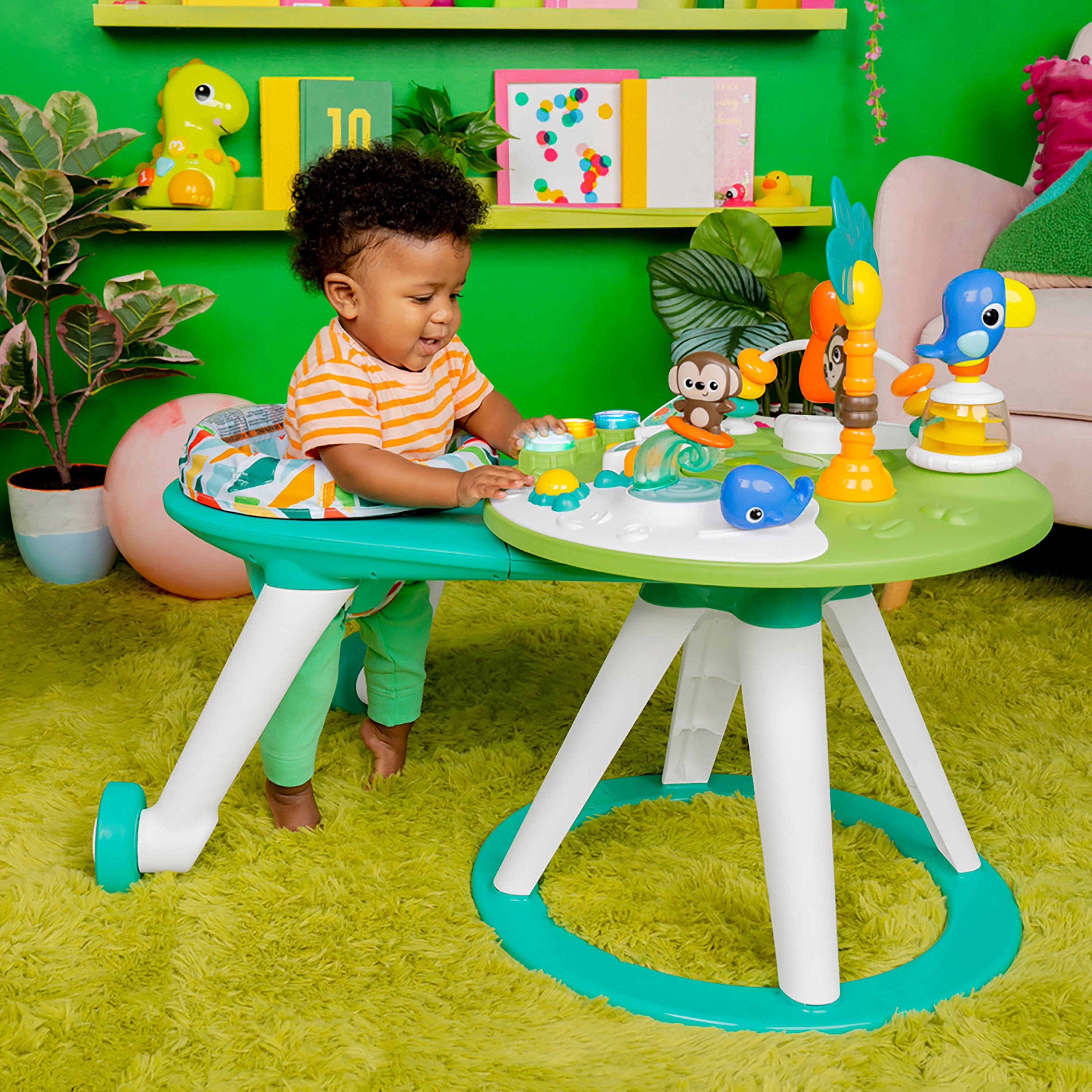 Bright Starts Around We Go 2-in-1 Walk-Around Activity Center & Table, Tropic Cool