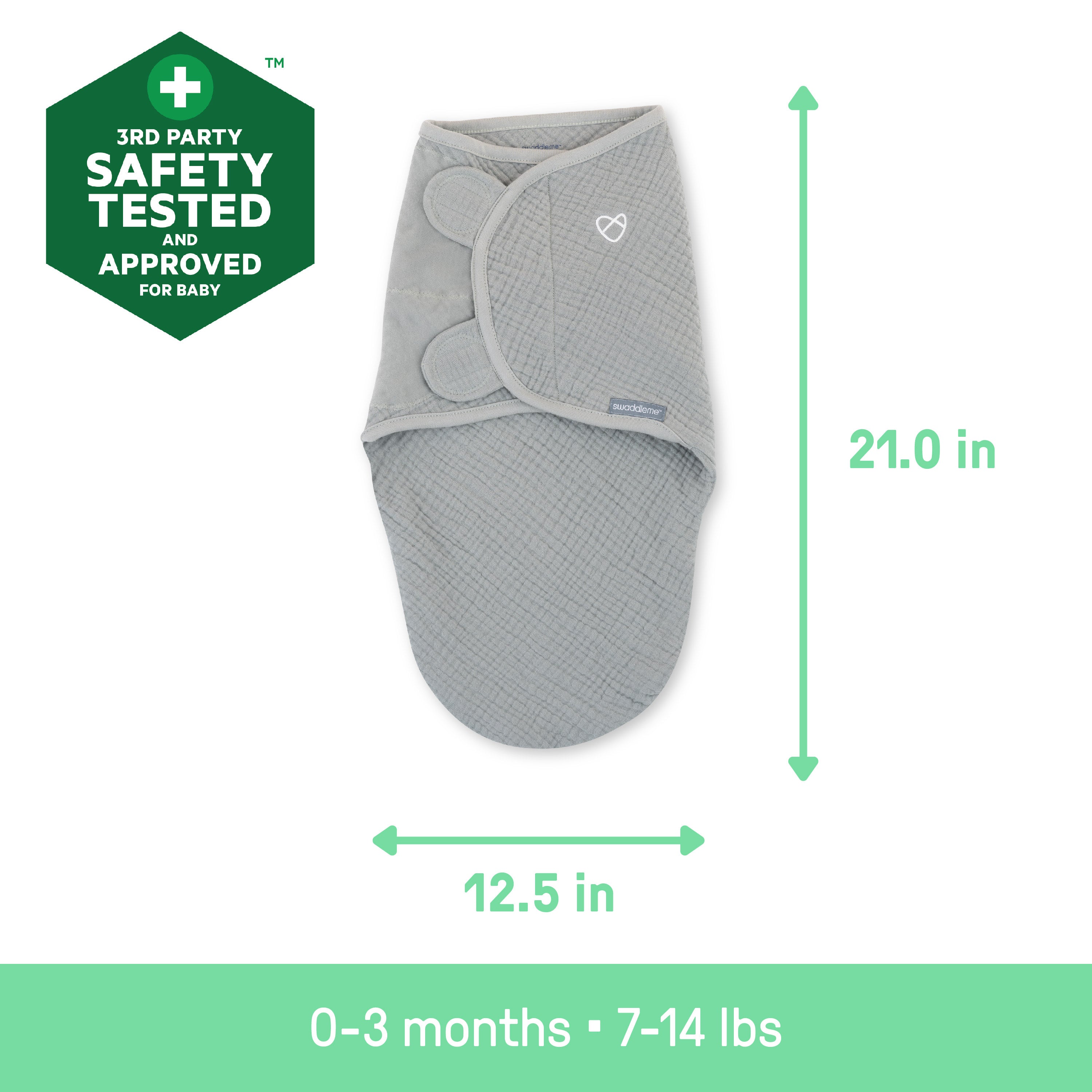 SwaddleMe by Ingenuity Muslin Original Swaddle, Size 0-3 months, 1pk - Cream