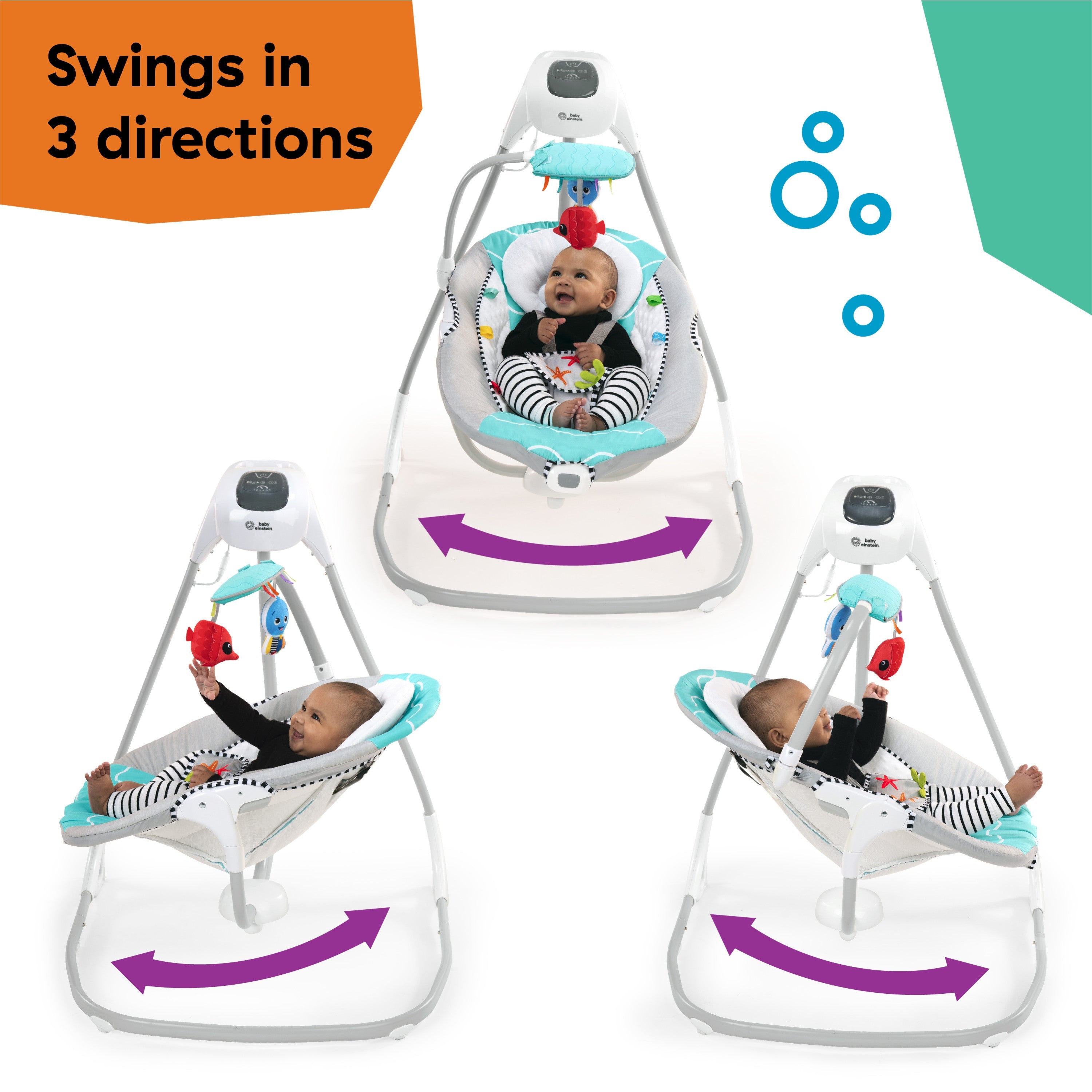 Baby Einstein Ocean Explorers Compact Vibrating Baby Swing, Grey