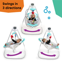 Baby Einstein Ocean Explorers Compact Vibrating Baby Swing, Grey