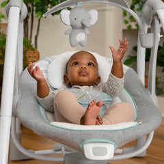 Ingenuity ConvertMe 2-in-1 Compact Portable Baby Swing 2 Infant Seat, Swell