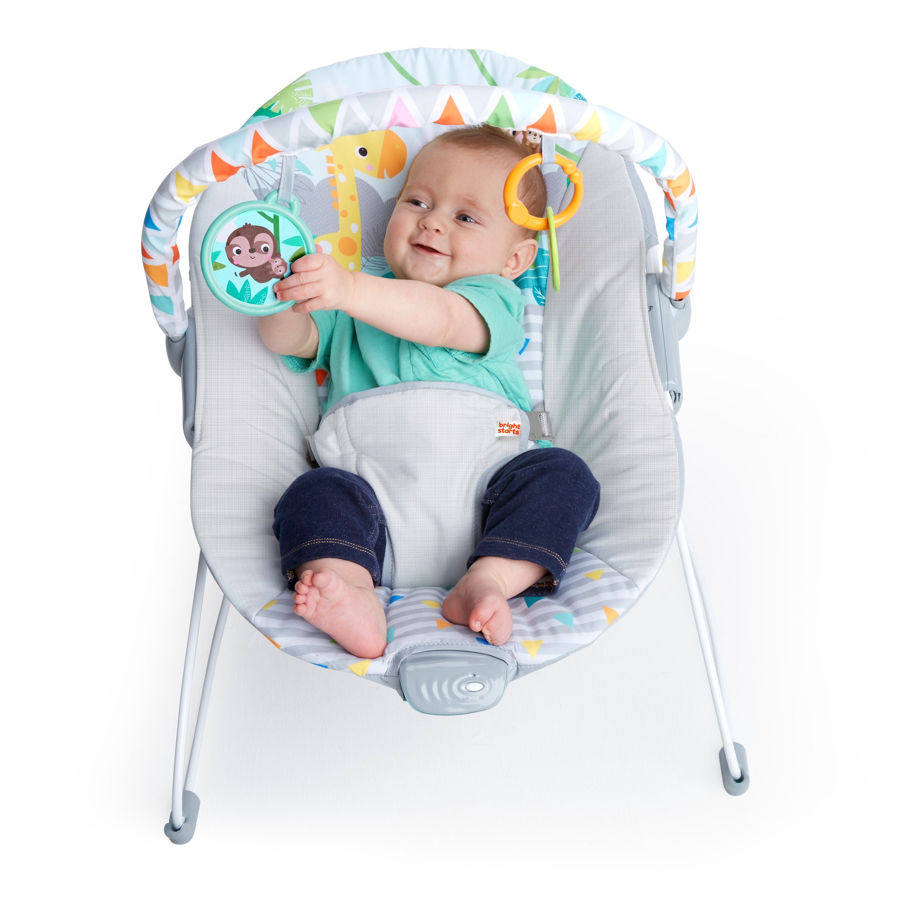 Bright Starts Safari Fun Vibrating Bouncer with Toy Bar
