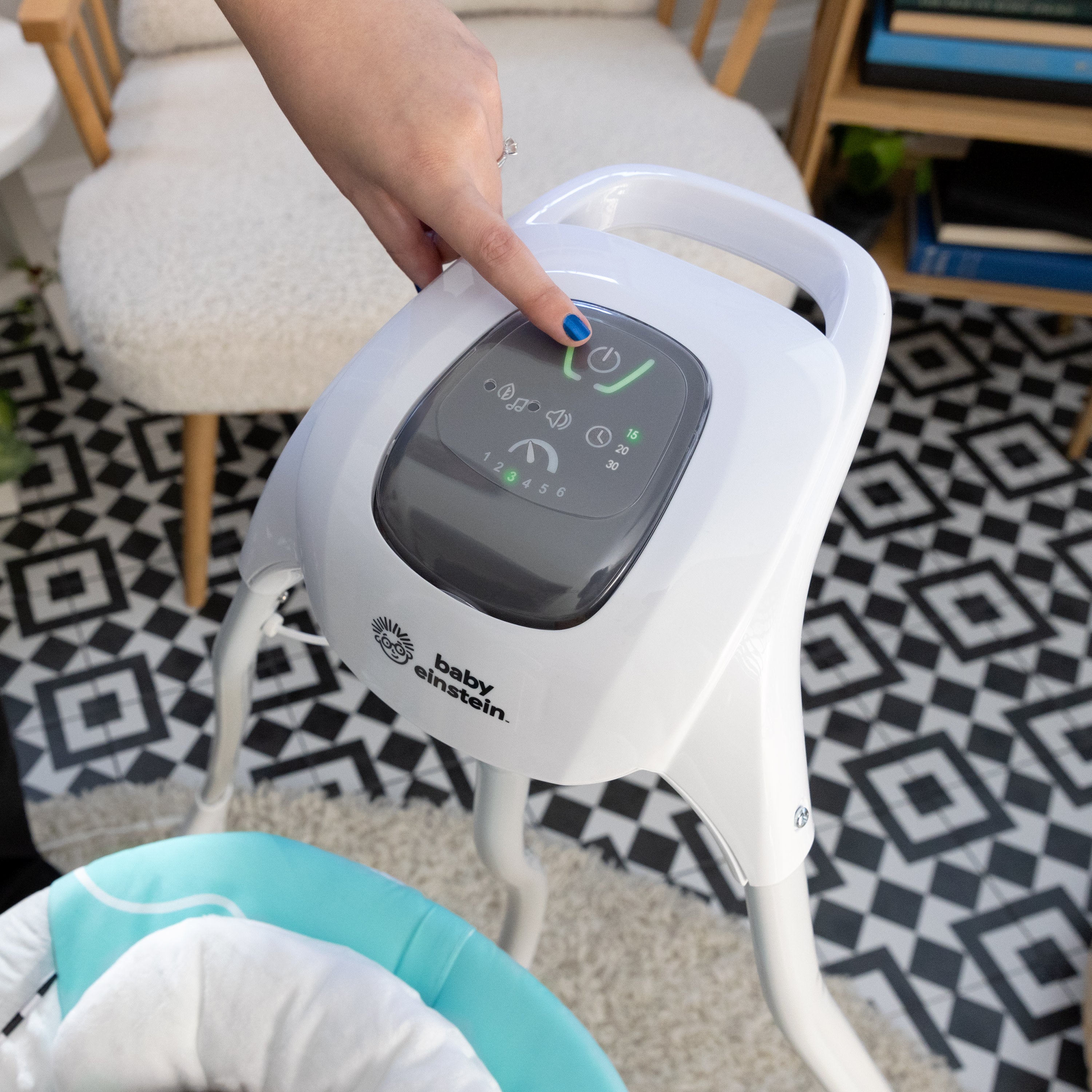 Baby Einstein Ocean Explorers Compact Vibrating Baby Swing, Grey