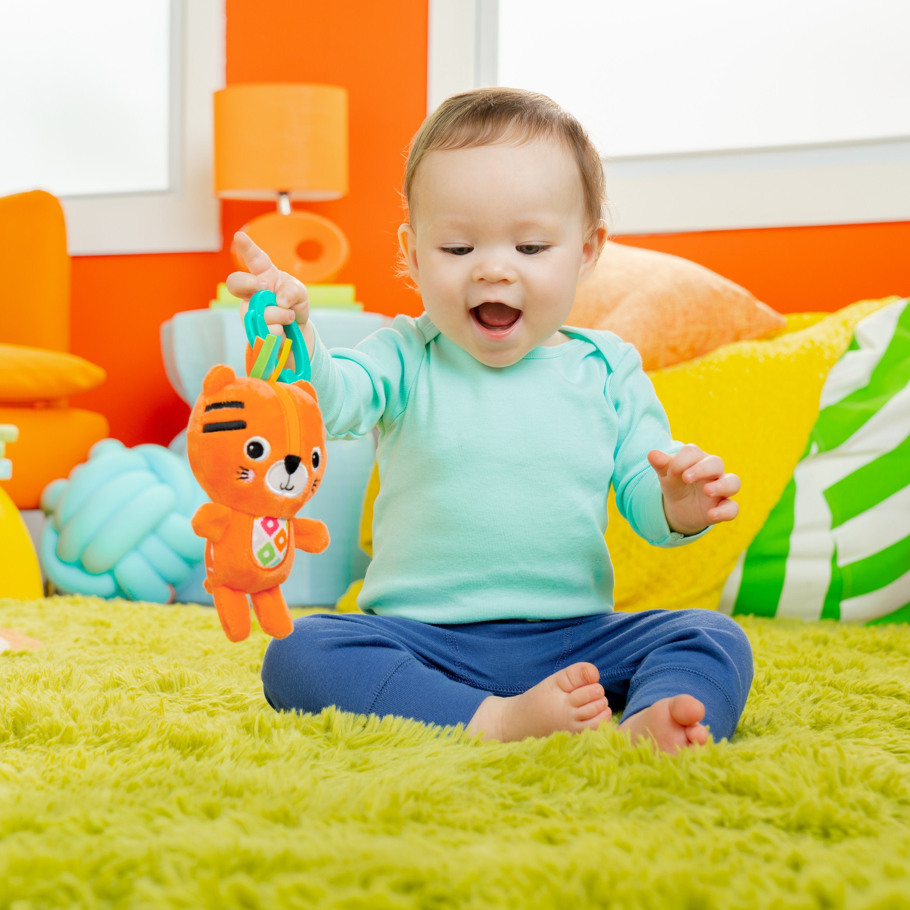 Bright Starts Jingle Joy Reach & Rattle Toy - Tiger - Unisex, Newborn +