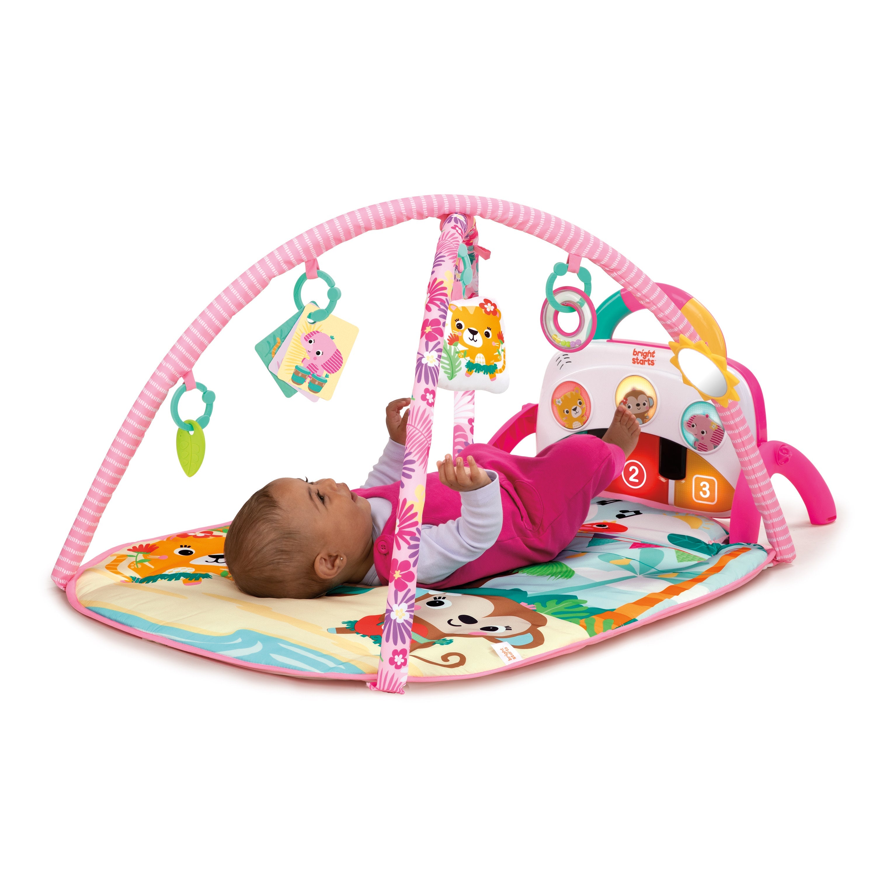 Bright Starts 4-in-1 Groovin Kicks Piano & Drum Baby Play Gym, Floral Fiesta