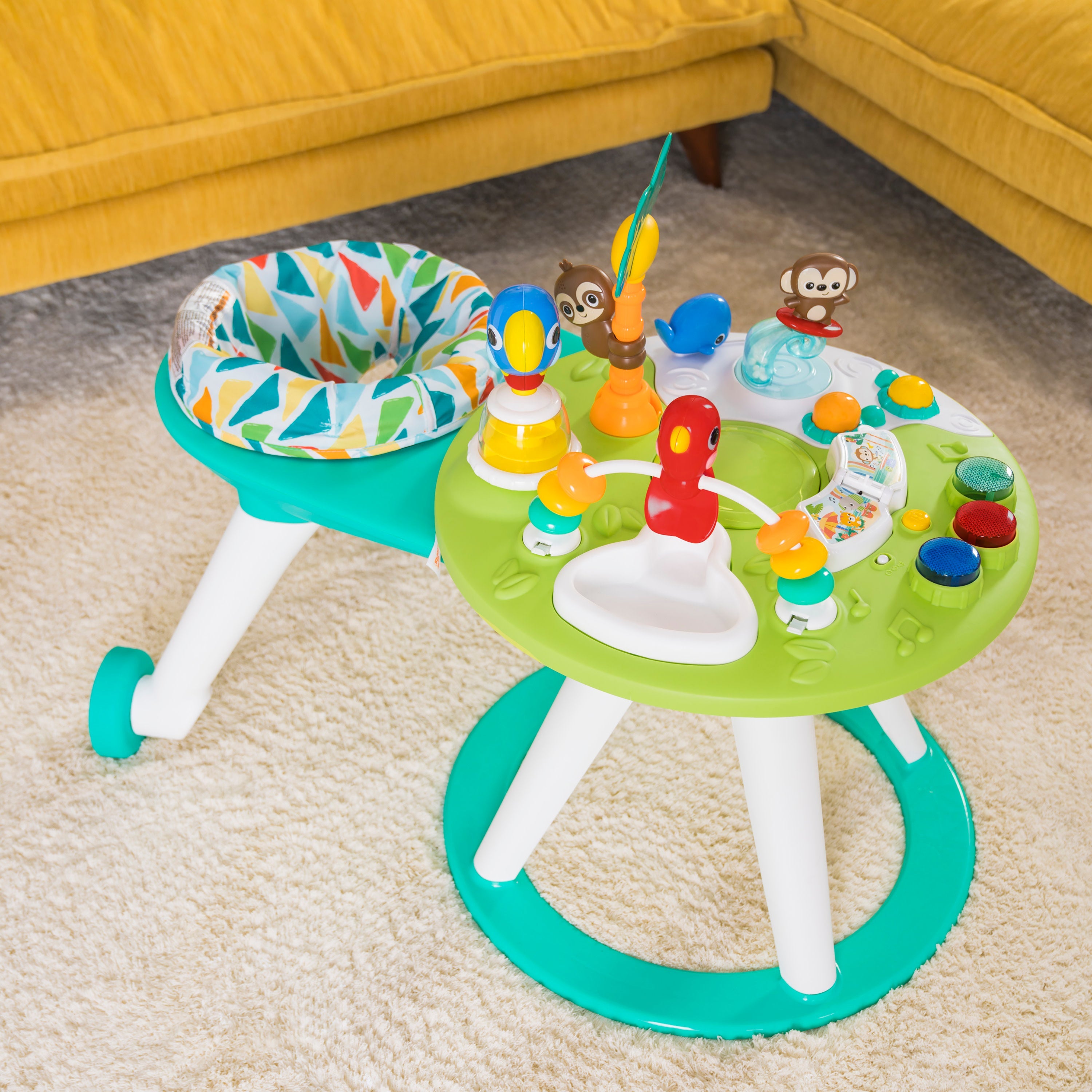 Bright Starts Around We Go 2-in-1 Walk-Around Activity Center & Table, Tropic Cool