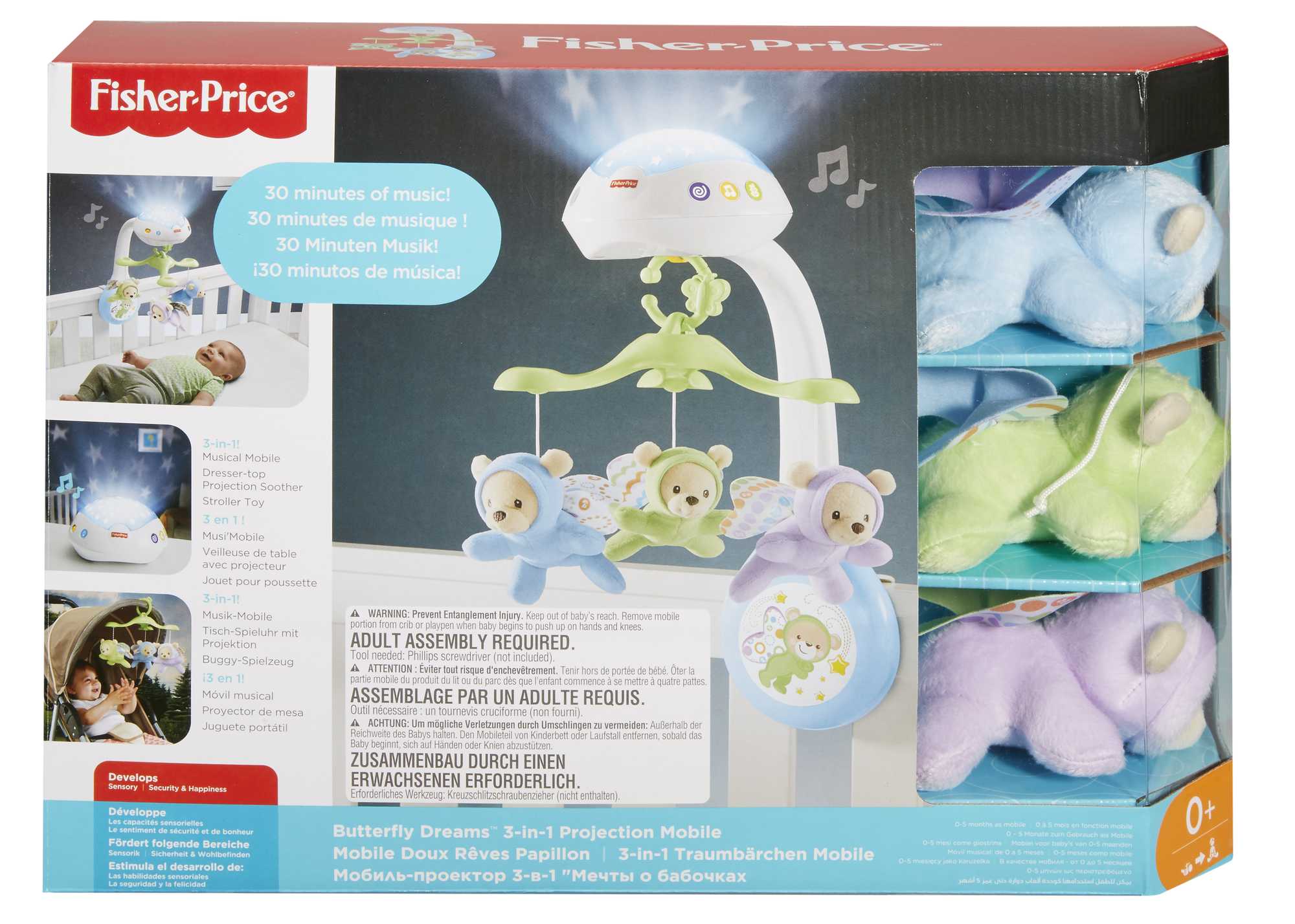 Fisher-Price Baby Móbile de Bebês Super Ursinhos Fofinhos 3 em 1