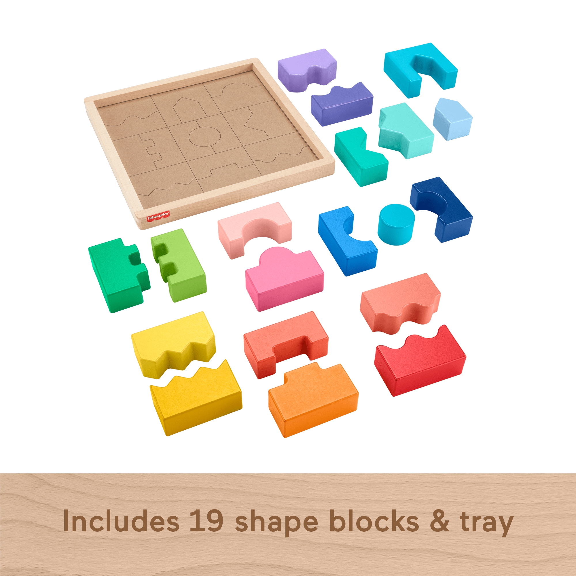 Fisher-Price Wooden interlocking Blocks Puzzle For Toddlers & Kids, 20 Wood Pieces