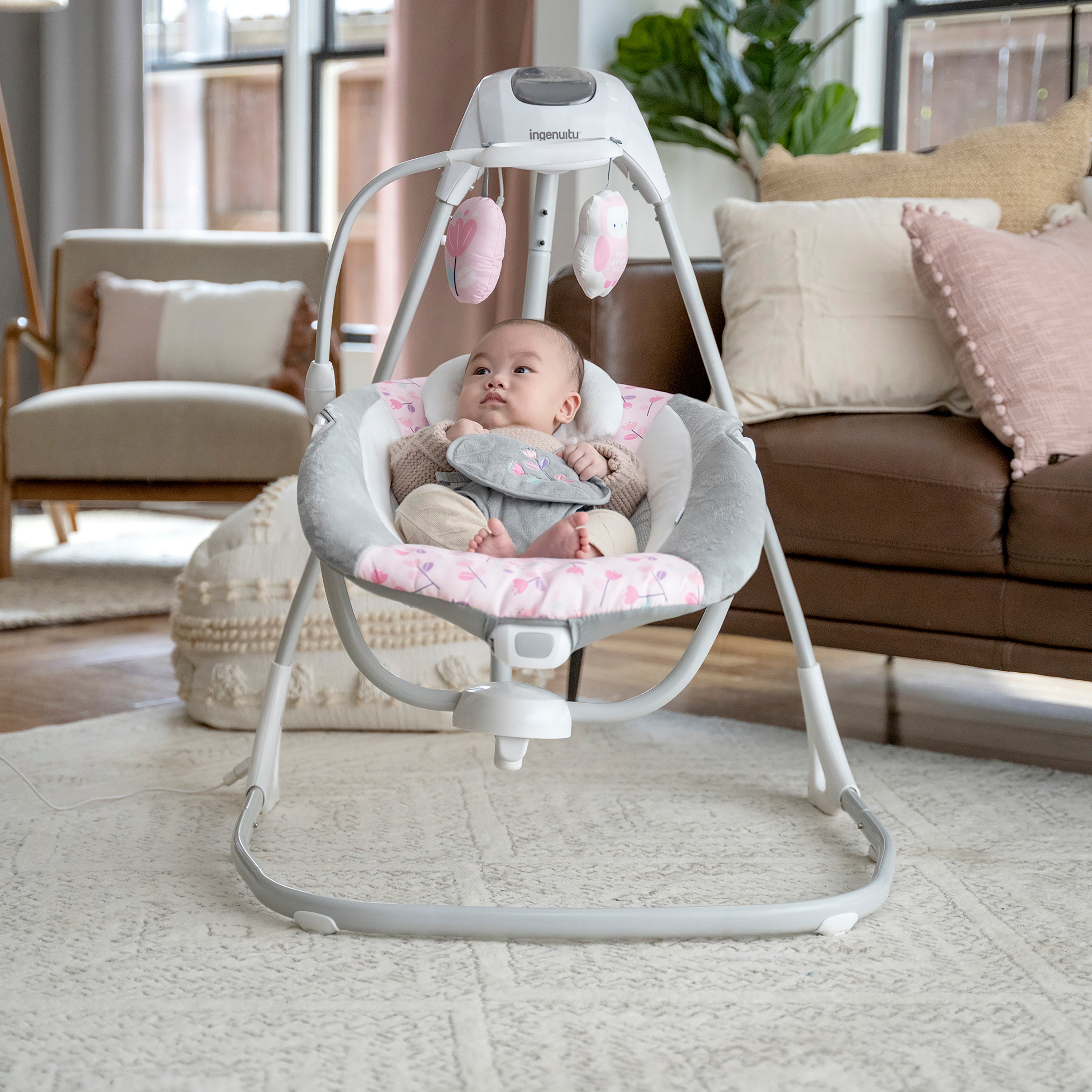 Ingenuity SimpleComfort Multi-Direction Compact Vibrating Baby Swing, Cassidy