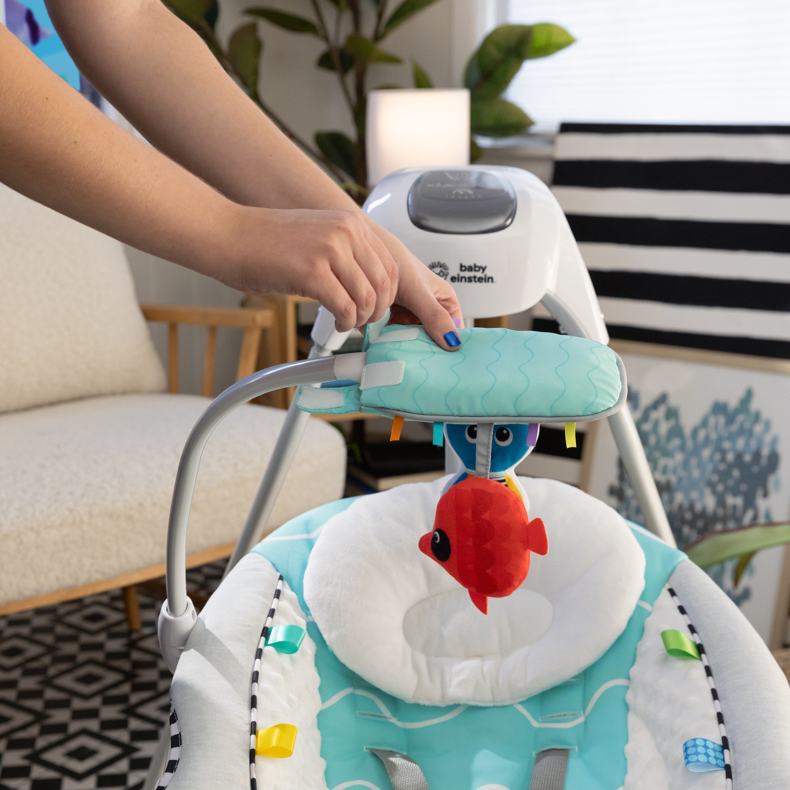 Baby Einstein Ocean Explorers Compact Vibrating Baby Swing, Grey
