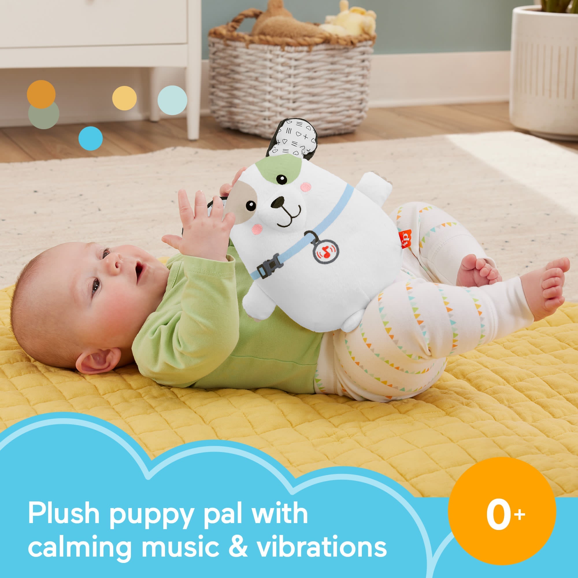 Fisher Price Calming Vibes Puppy Soother Portable Sound Machine Plush Toy For Newborns
