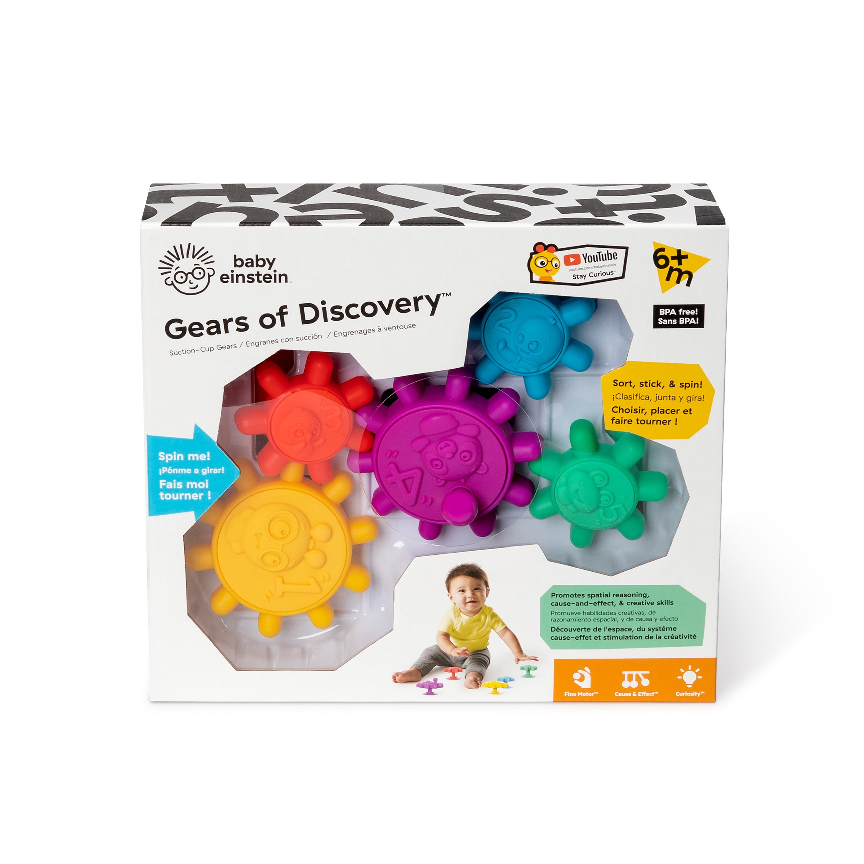 Baby Einstein Gears of Discovery 5-pc Suction Cup Sensory Toys for Bath & Travel