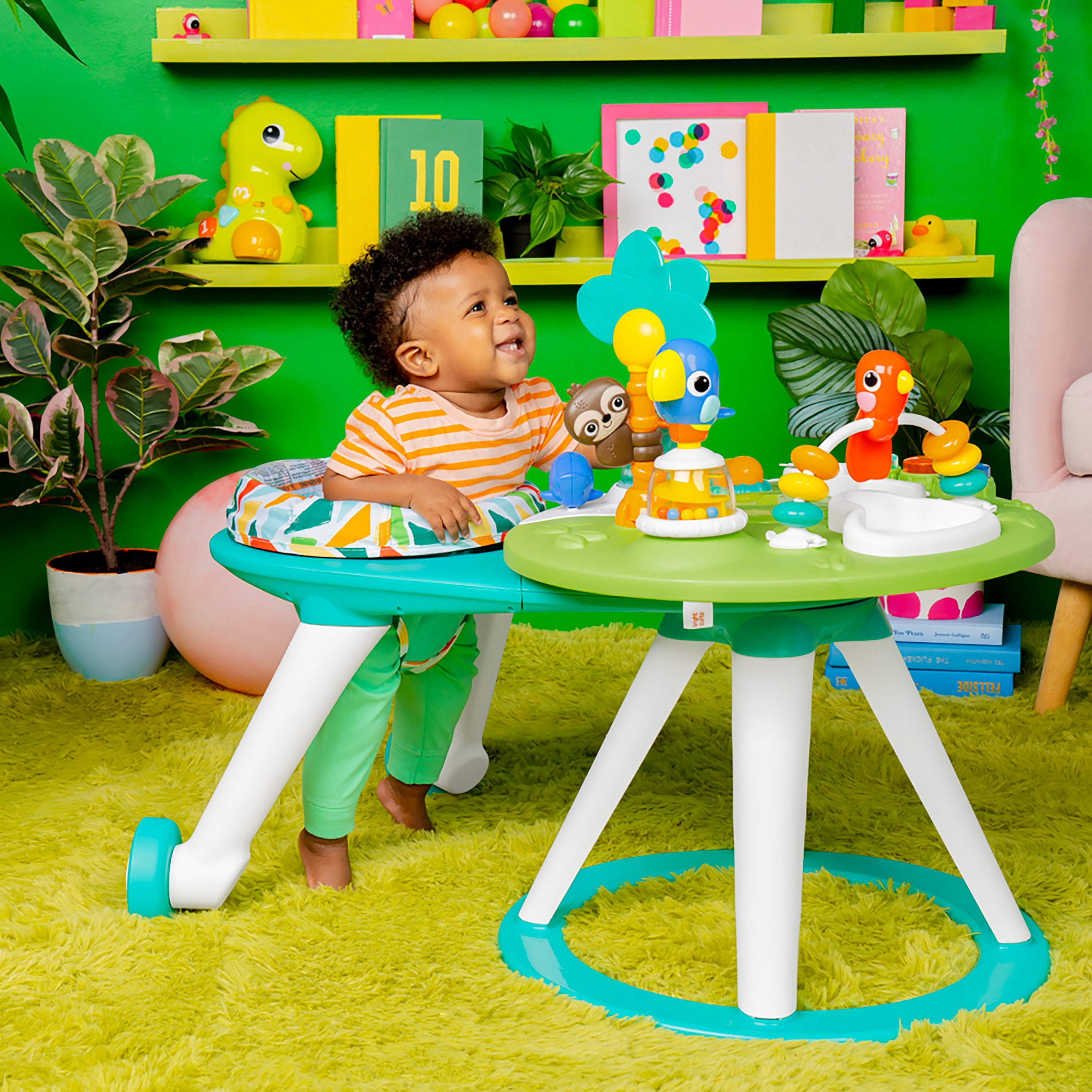 Bright Starts Around We Go 2-in-1 Walk-Around Activity Center & Table, Tropic Cool