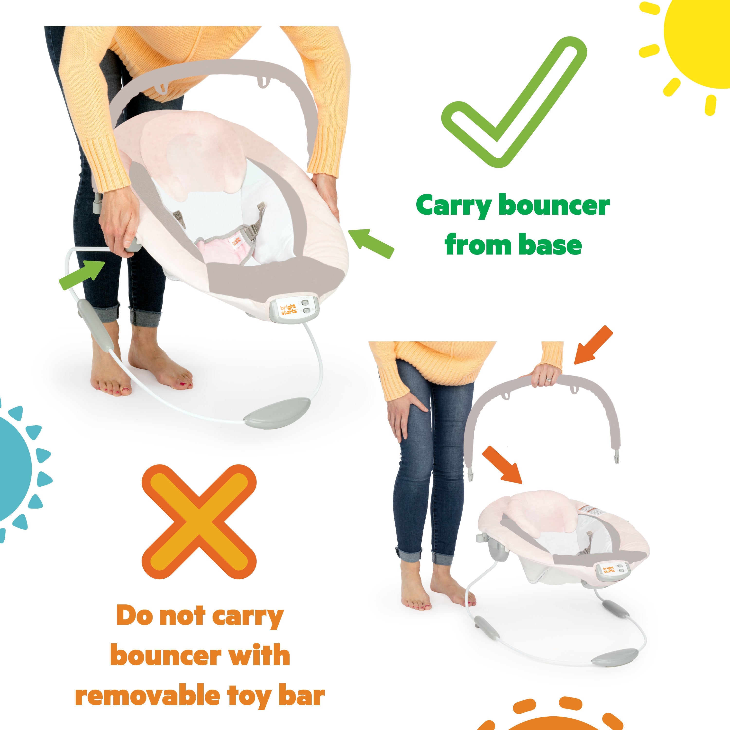 Bright Starts Safari Fun Vibrating Bouncer with Toy Bar