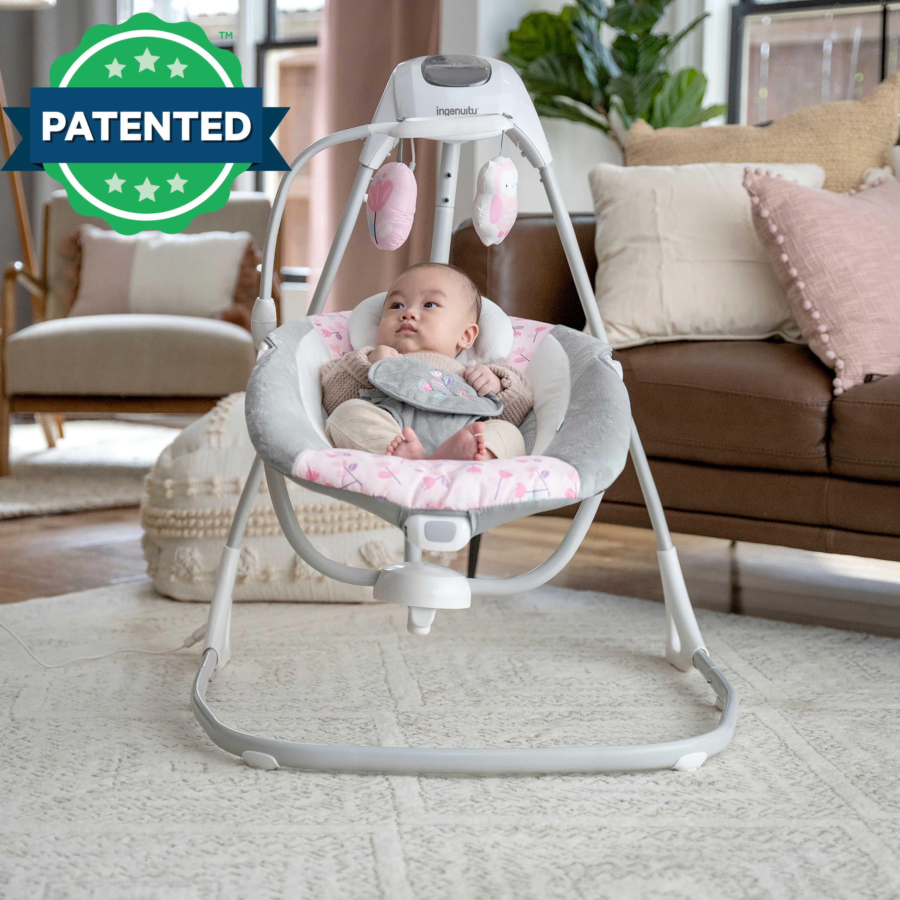 Ingenuity SimpleComfort Multi-Direction Compact Vibrating Baby Swing, Cassidy