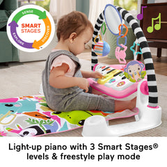 Fisher-Price Glow And Grow Kick & Play Piano Gym Baby Learning Toy With 2 Maracas, Pink