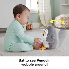 Fisher-Price Plush Tummy Time Toy, Flap & Wobble Penguin, Newborn Musical Toy