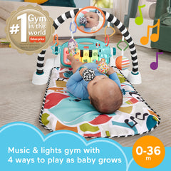 Fisher-Price Glow And Grow Kick & Play Piano Gym Baby Learning Toy With 2 Maracas, Blue
