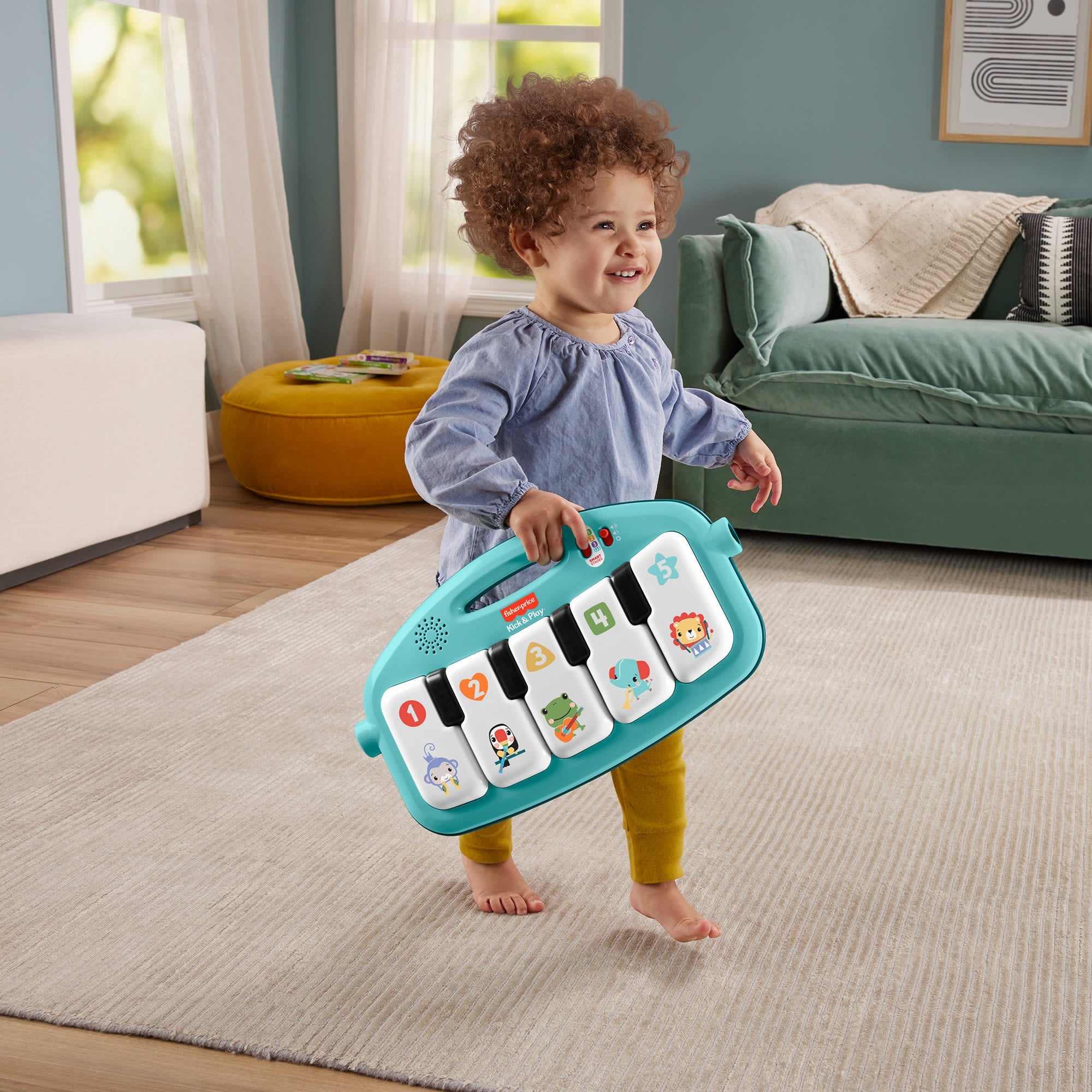 Fisher-Price  Tapis Piano Lumières et Apprentissage, Bleu, Français