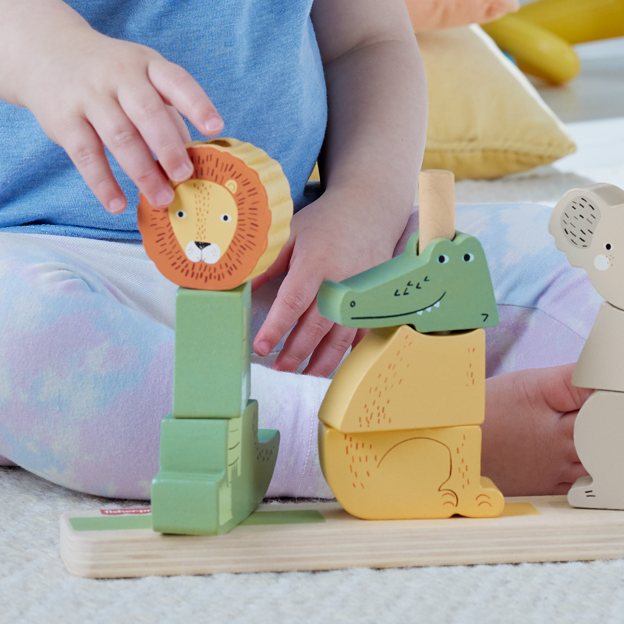 Fisher-Price Animaux en Bois à Empiler et Trier, 10 Éléments