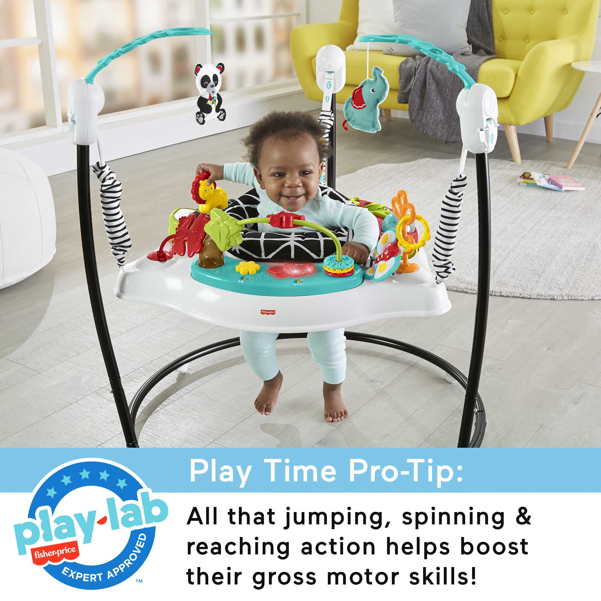 Fisher-Price Baby Bouncer Animal Wonders Jumperoo Activity Center With Music And Lights