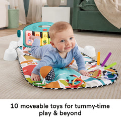 Fisher-Price Glow And Grow Kick & Play Piano Gym Baby Playmat With Musical Learning Toy, Blue