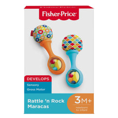 Fisher-Price Baby Rattle Maracas, Set Of 2 Newborn Toys, Rattle ‘n Rock Blue/Orange