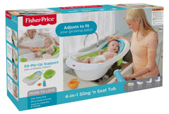 Fisher-Price 4-In-1 Sling ‘n Seat Tub Baby To Toddler Bath With 2 Toys, Pacific Pebble