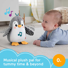 Fisher-Price Plush Tummy Time Toy, Flap & Wobble Penguin, Newborn Musical Toy
