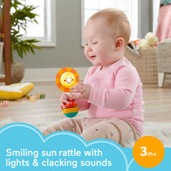 Fisher-Price Shake & Shine Sun Rattle, Baby Toy Bpa-Free Teething Toy With Sensory Details