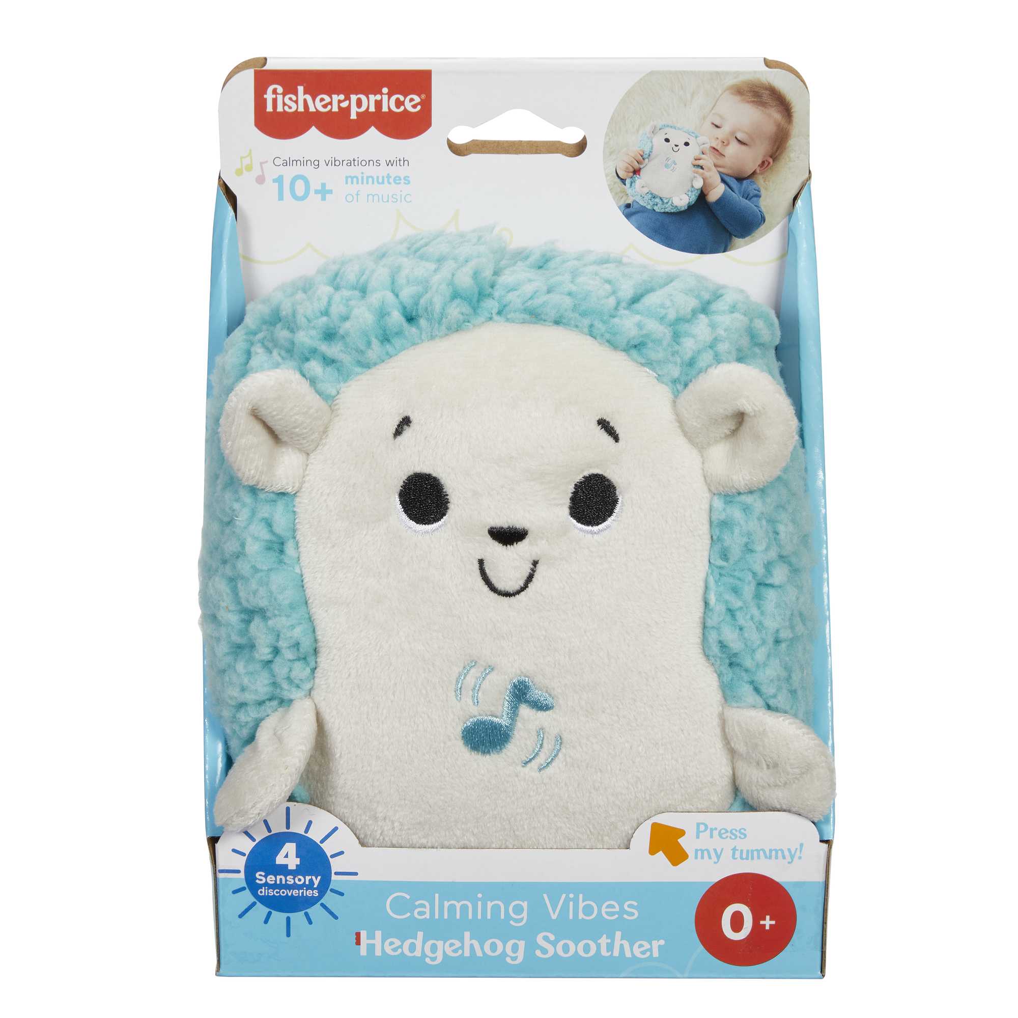 Fisher-Price Calming Vibes Hedgehog Soother, Portable Infant Plush Pal