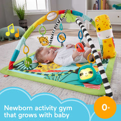 Fisher-Price 3-in-1 Baby & Toddler Gym, Baby Play Mat & Sensory Toys For Tummy Time, Rainforest