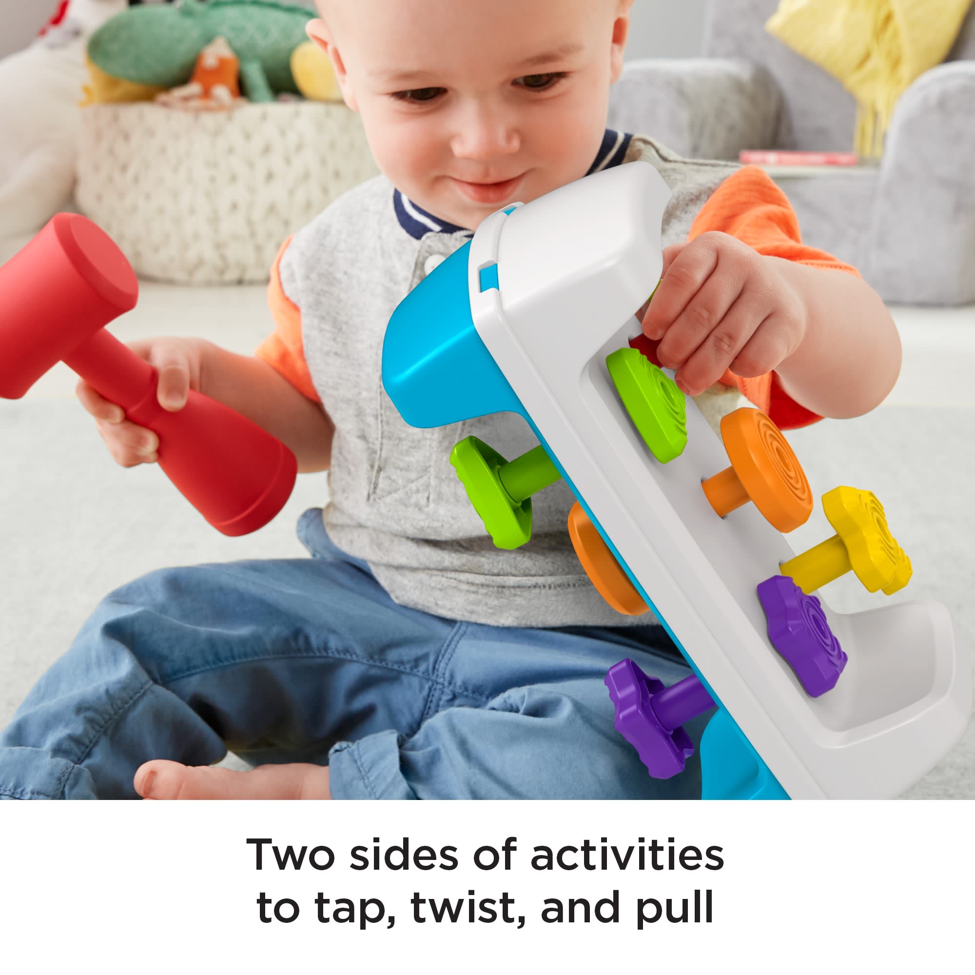 Fisher-Price Tap & Turn Bench, Double-Sided infant & Toddler Toy