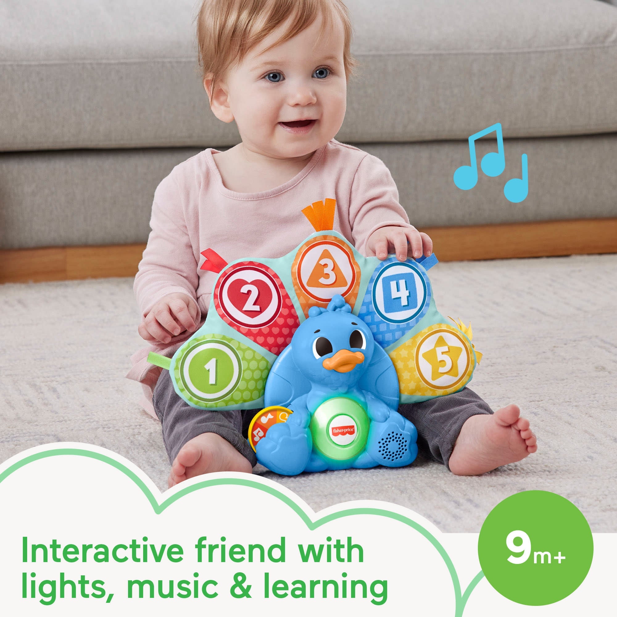 Fisher-Price Linkimals Counting & Colors Peacock Interactive Learning Toy For Infants & Toddlers