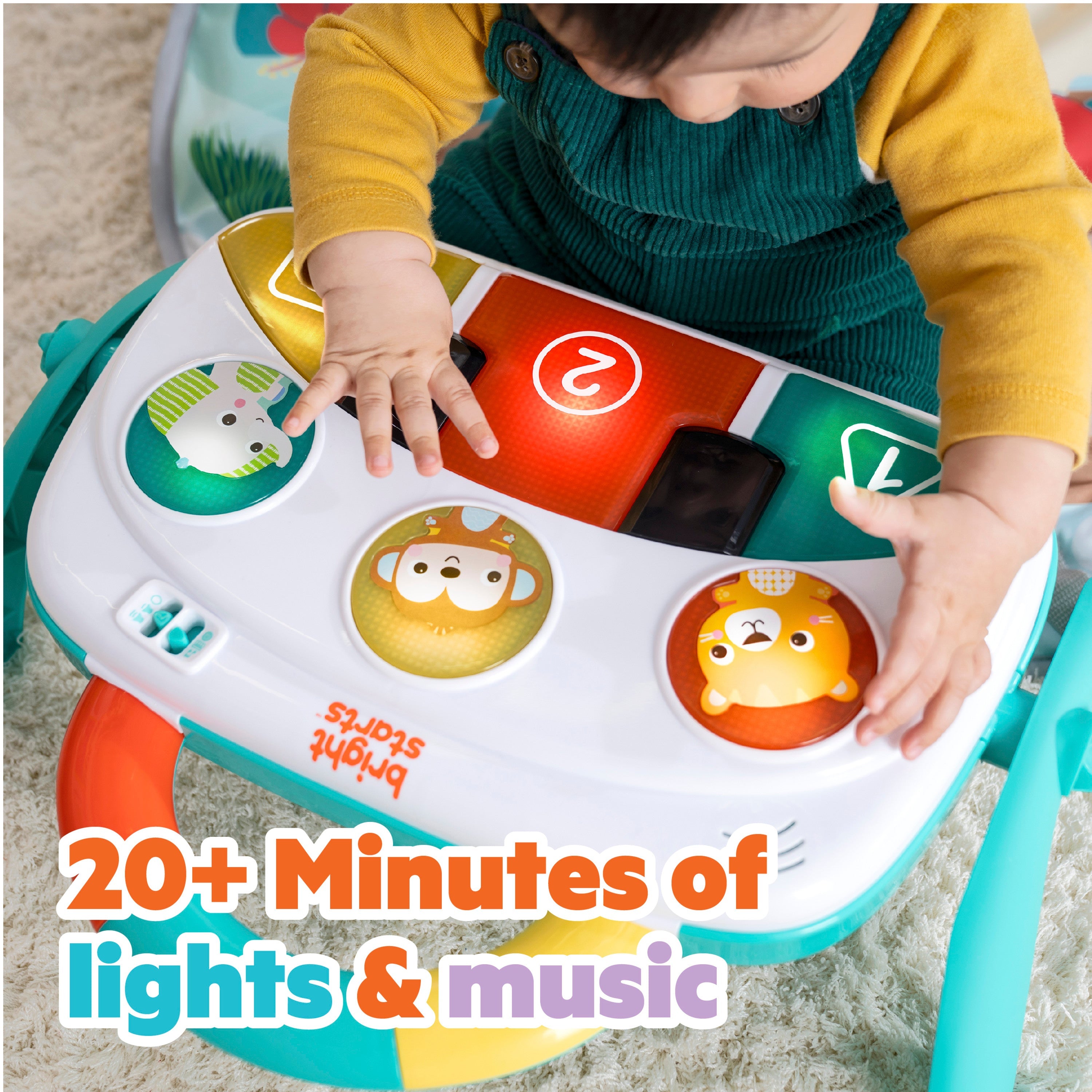 Bright Starts 4-in-1 Groovin Kicks Piano & Drum Baby Play Gym, Tropical Safari