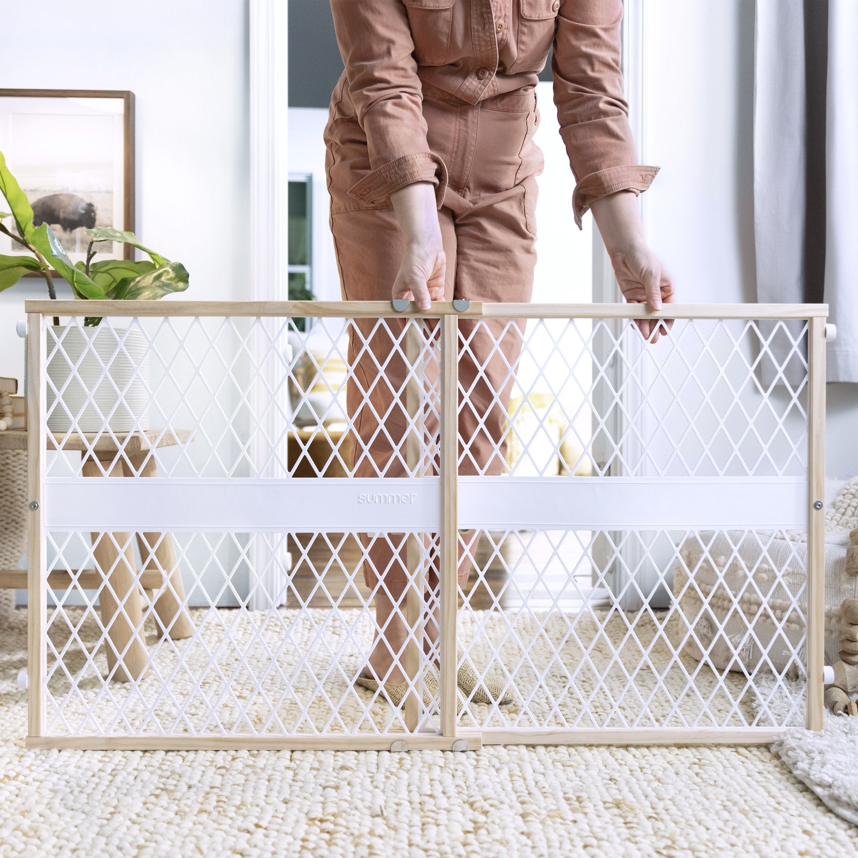 Secure Pressure Mount Wood & Plastic Pet and Baby Gate, Openings 27.5-42 wide - Wood & Plastic